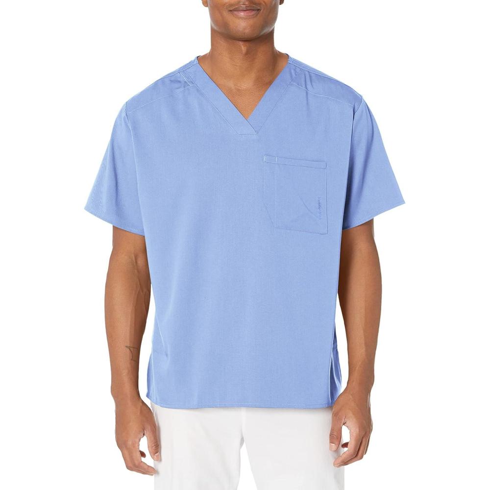 WonderWink Mens Men’s V-Neck Scrub Top(Ceil Blue)