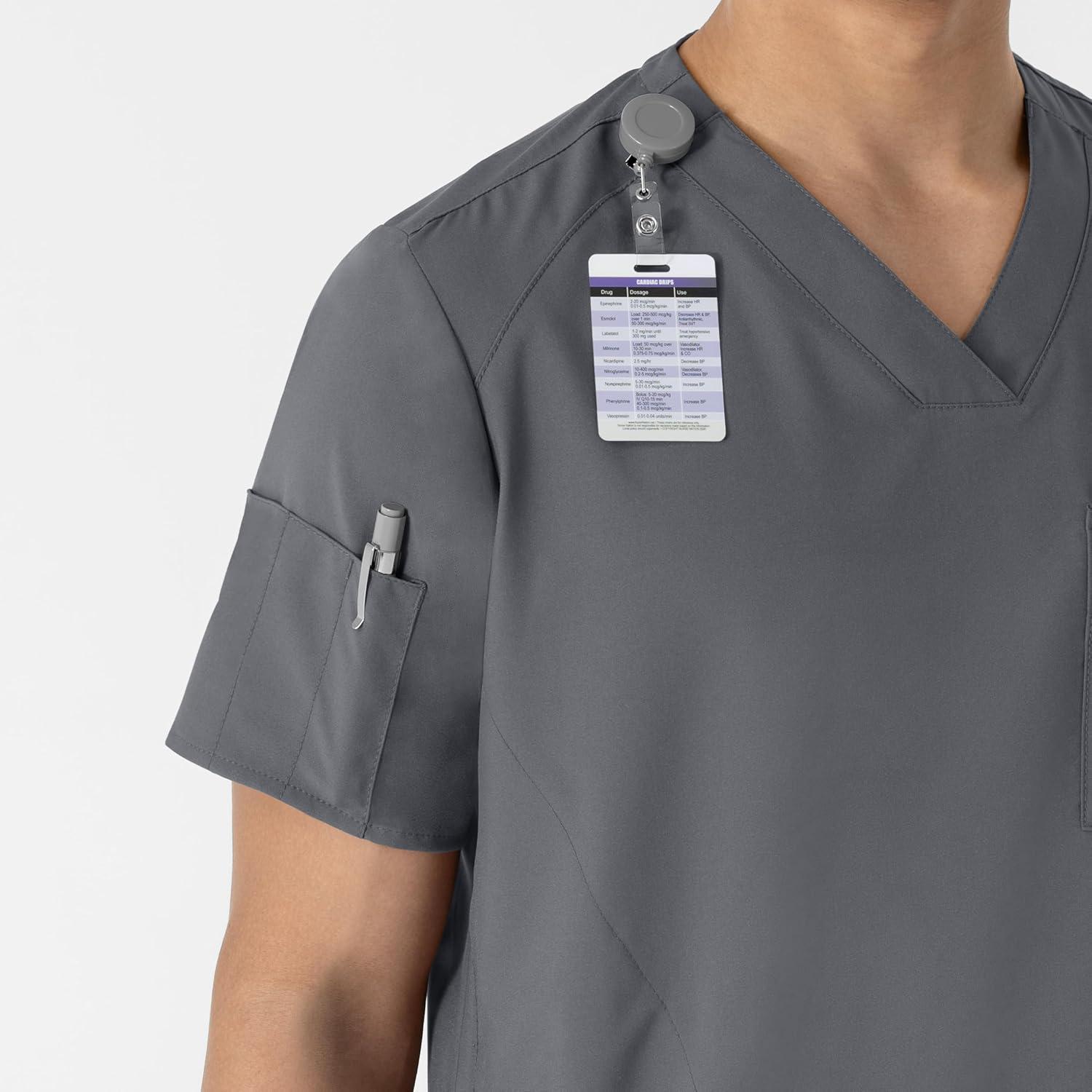 WINK Scrubs for Men, W123, V-Neck Tops with 6 Pockets(Pewter)