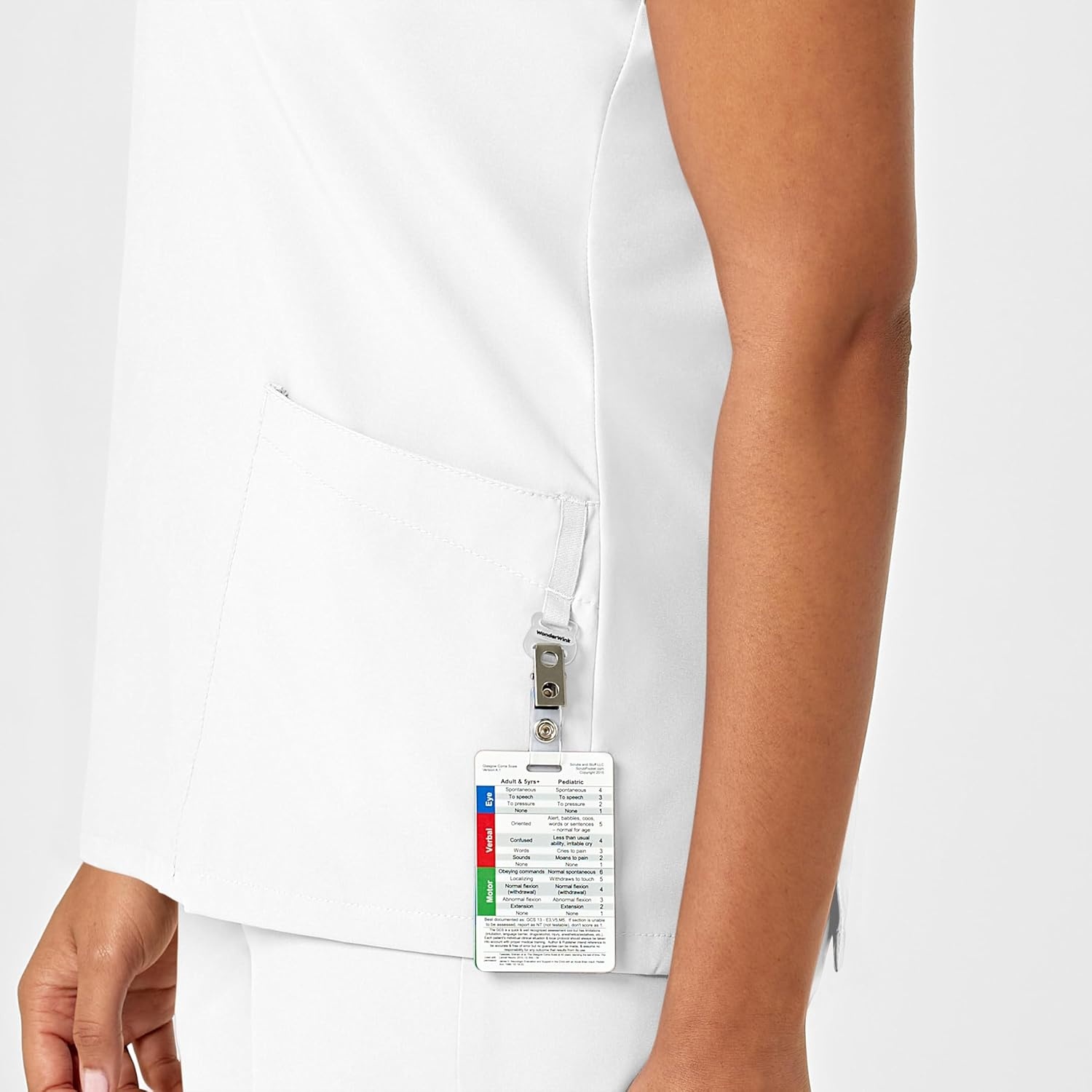 Wink W123 Women’s Y-Neck Wrap Scrub Top(White)
