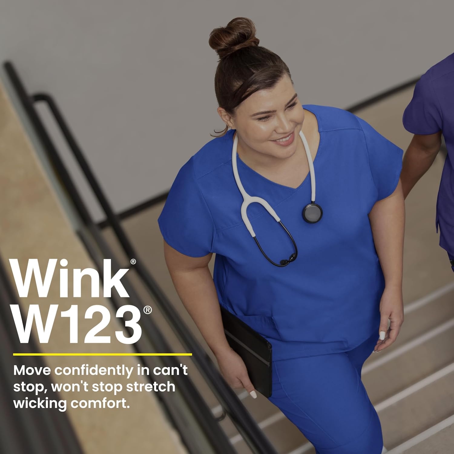 Wink W123 Women’s Y-Neck Wrap Scrub Top(White)