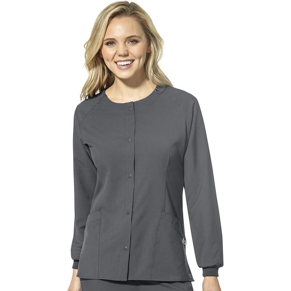 WonderWink Womens Crew Neck Warm Up Jacket(Pewter)