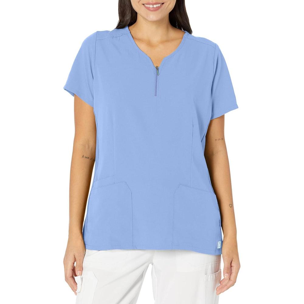 WonderWink Men’s Uni Moss Grn Simply Soft 3pkt Scrub Shrt(Ceil Blue)