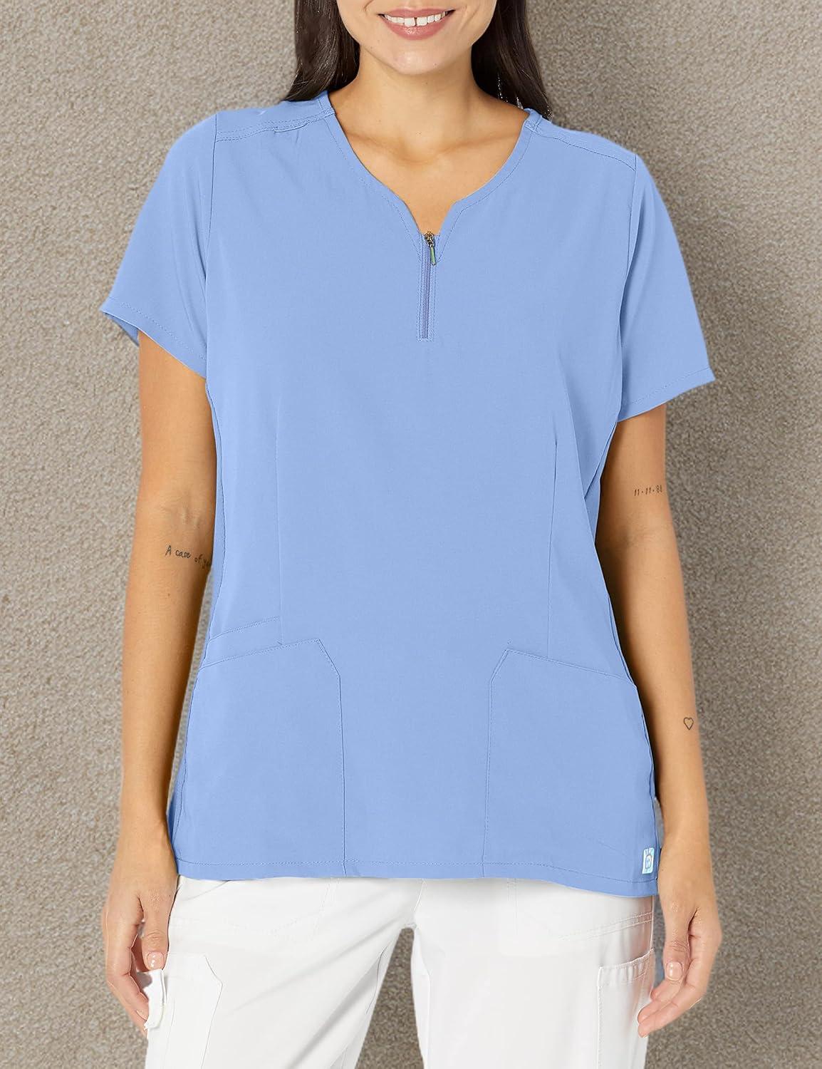 WonderWink Men’s Uni Moss Grn Simply Soft 3pkt Scrub Shrt(Ceil Blue)
