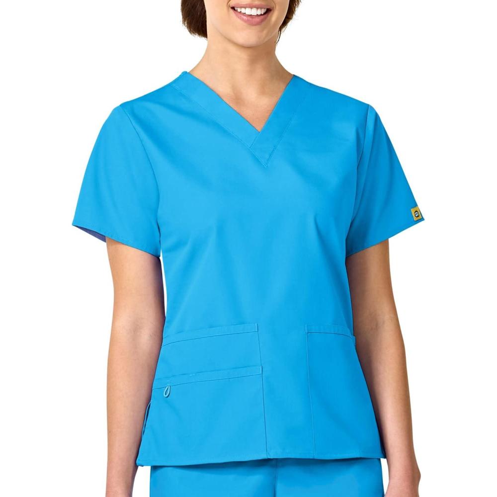 WonderWink Women’s Origins Bravo Scrub Top(Malibu Blue)