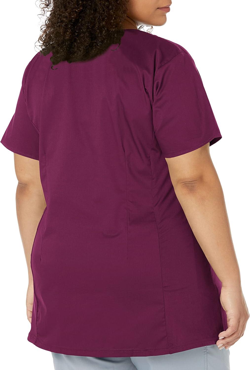 Wink WonderWORK Scrubs for Maternity Mock Wrap Scrub Tops(Wine)
