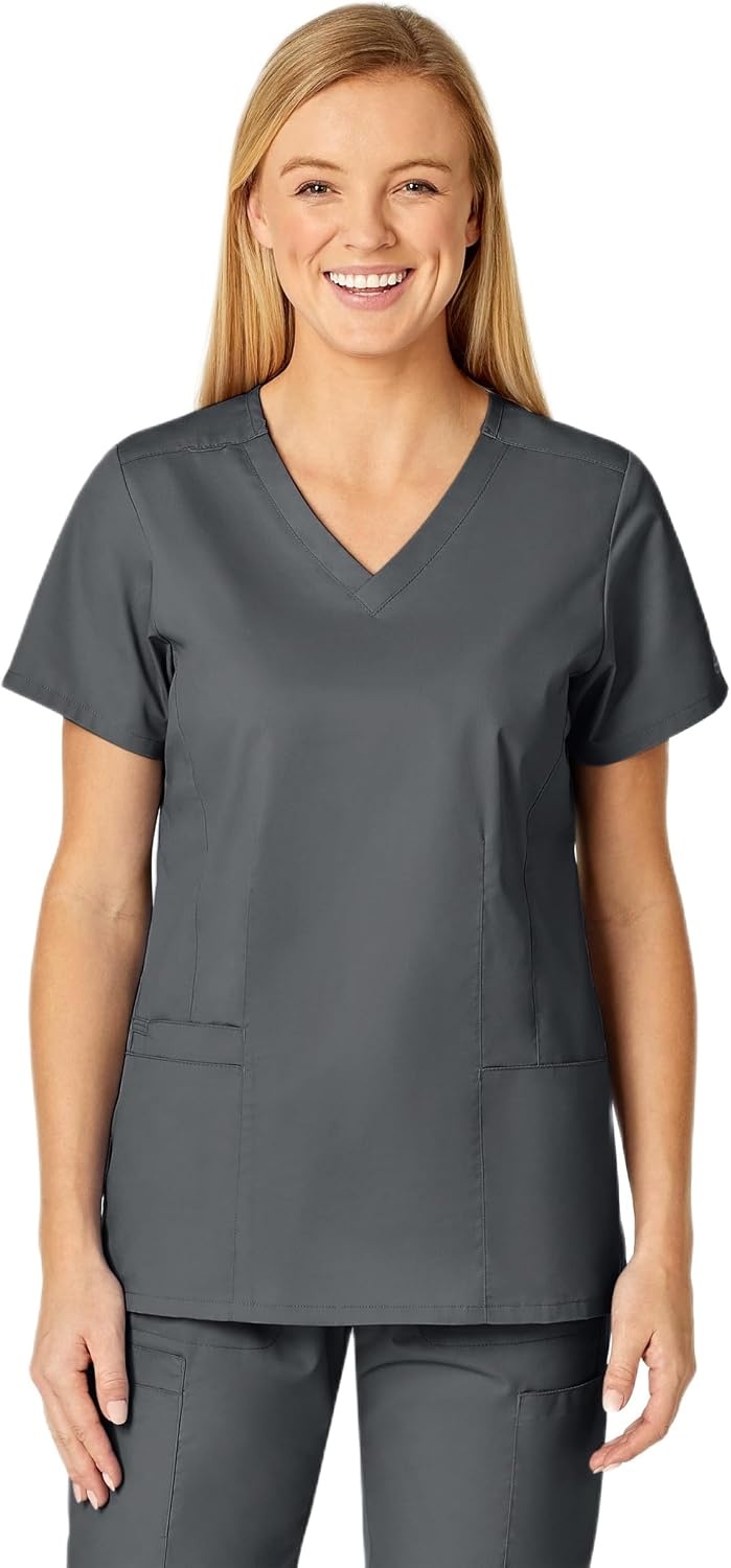 WINK WonderWORK Women’s V-Neck Scrub Top(Pewter)