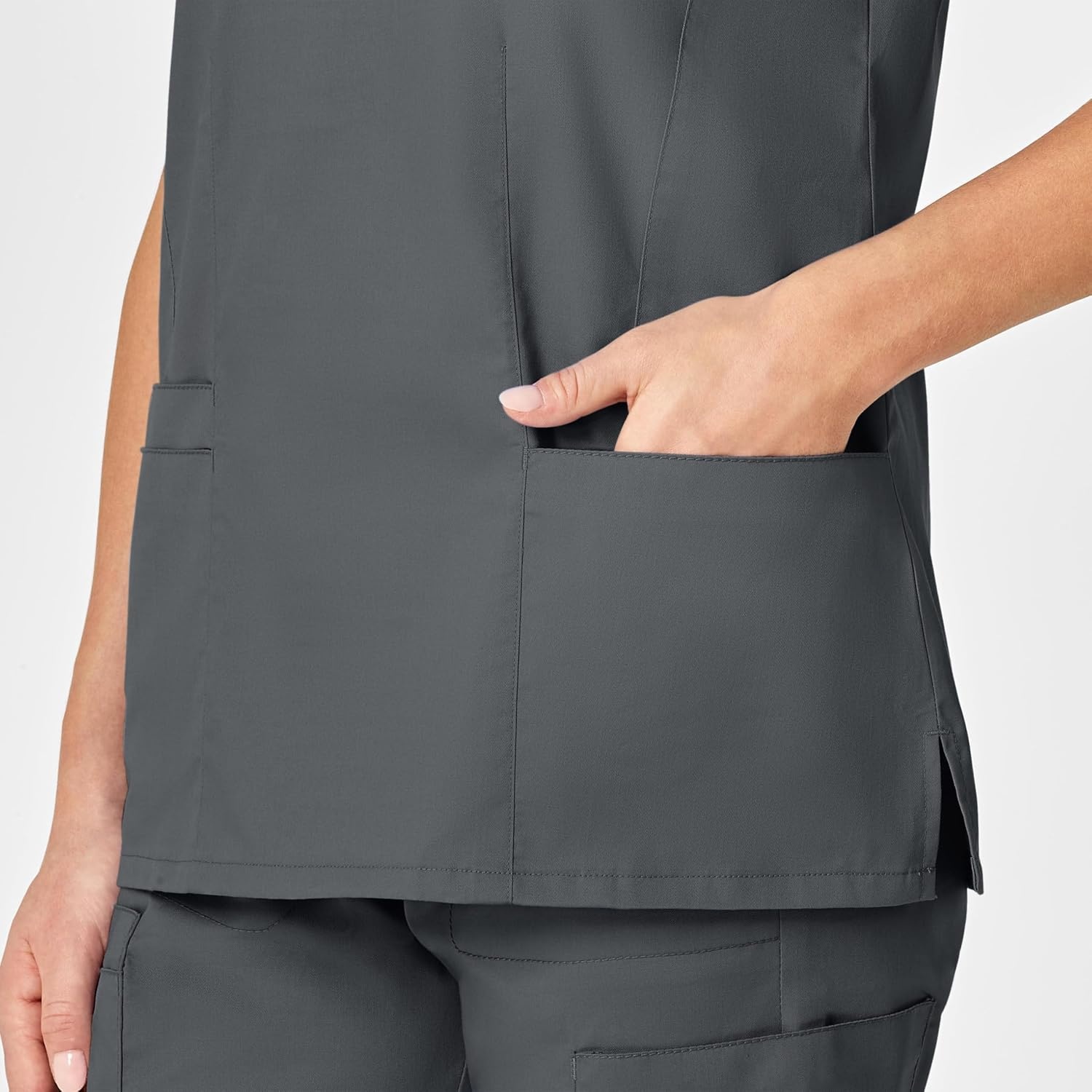 WINK WonderWORK Women’s V-Neck Scrub Top(Pewter)