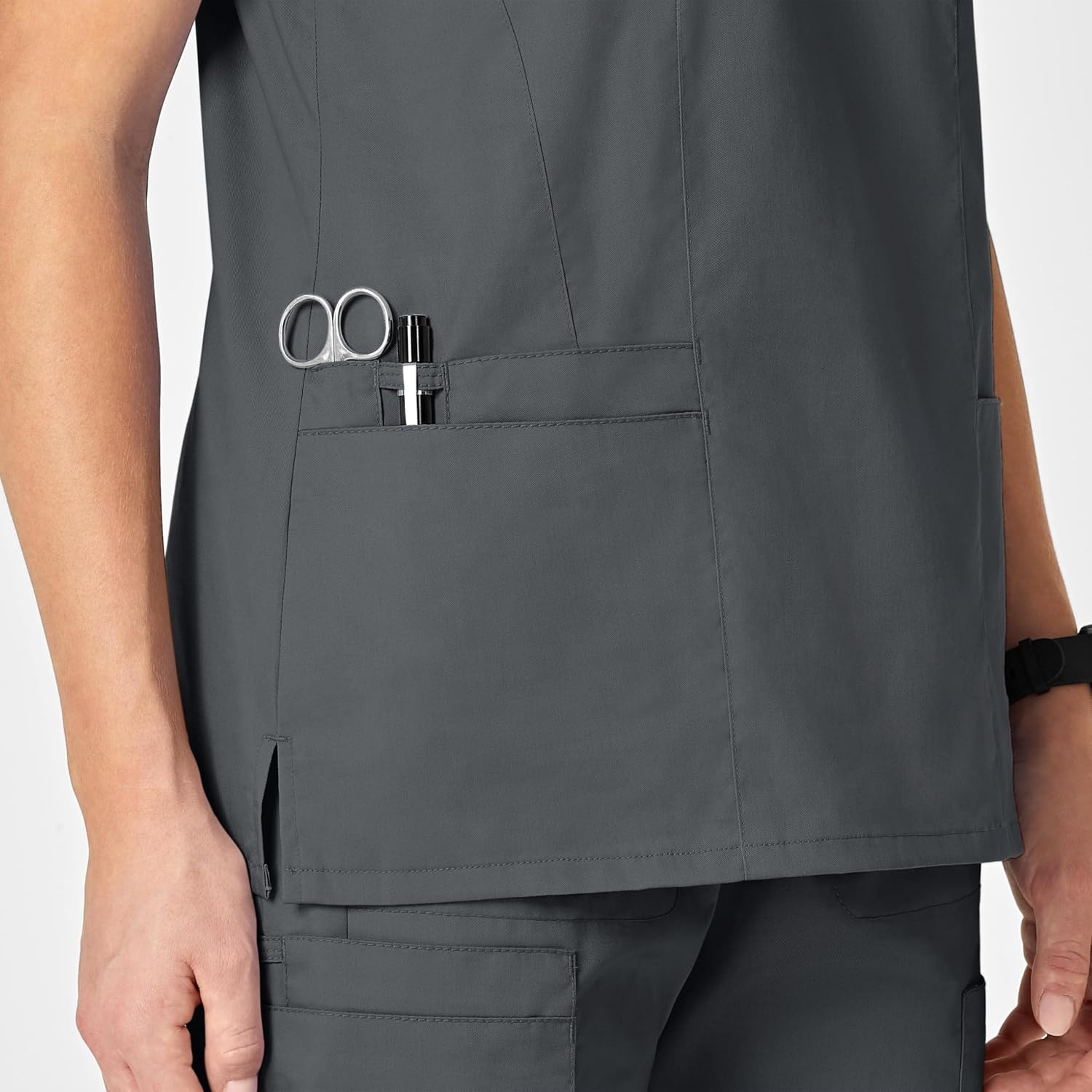 WINK WonderWORK Women’s V-Neck Scrub Top(Pewter)