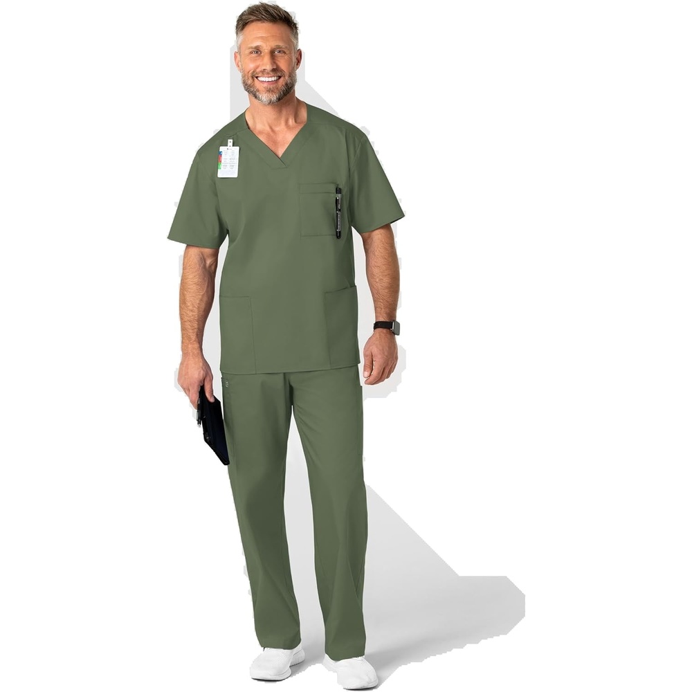 WonderWink Men’s Big Wonderwork Big Men’s V Neck Scrub Top(Olive)