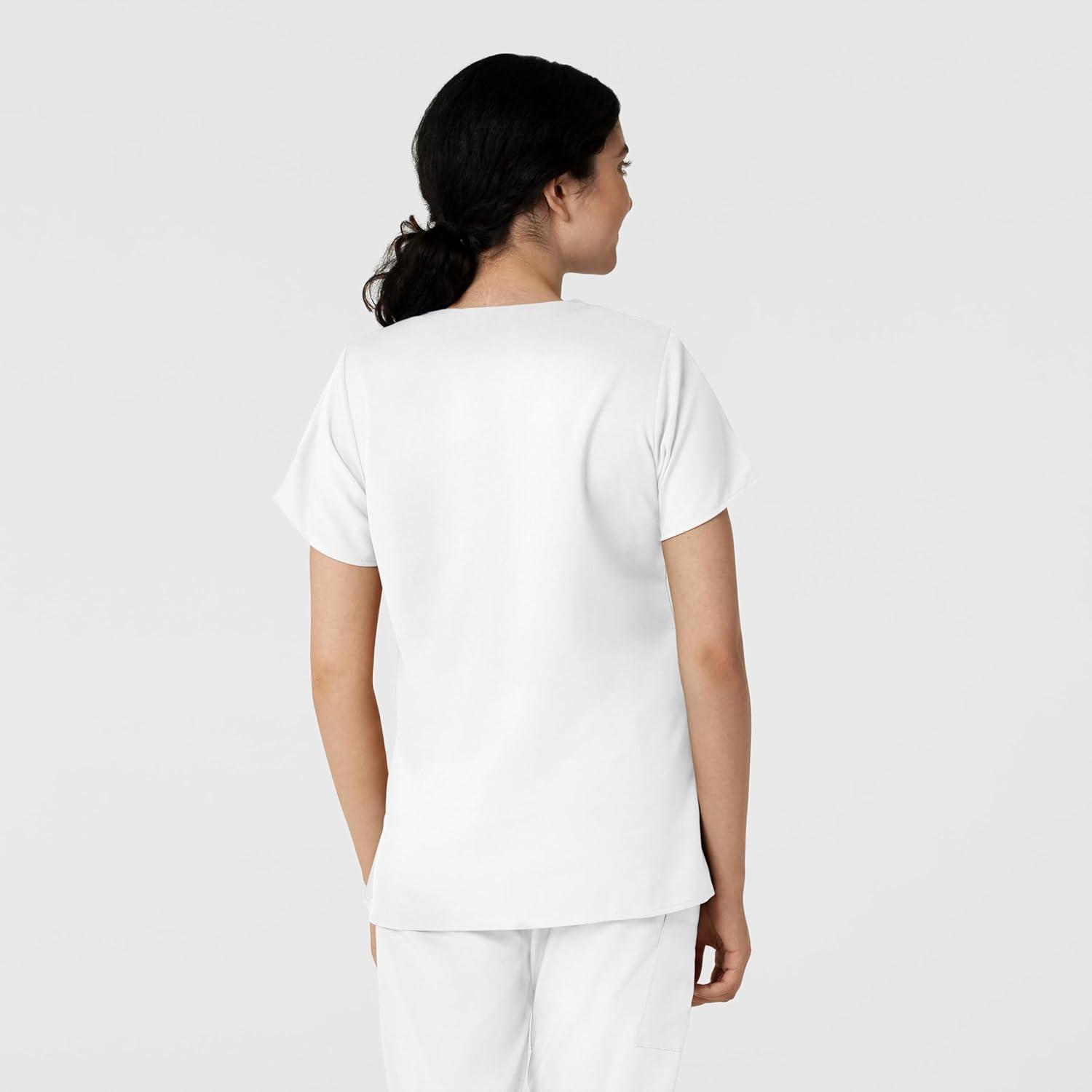 Wink Scrubs for Women, W123, Classic V-Neck Tops with 2 Pockets(White)