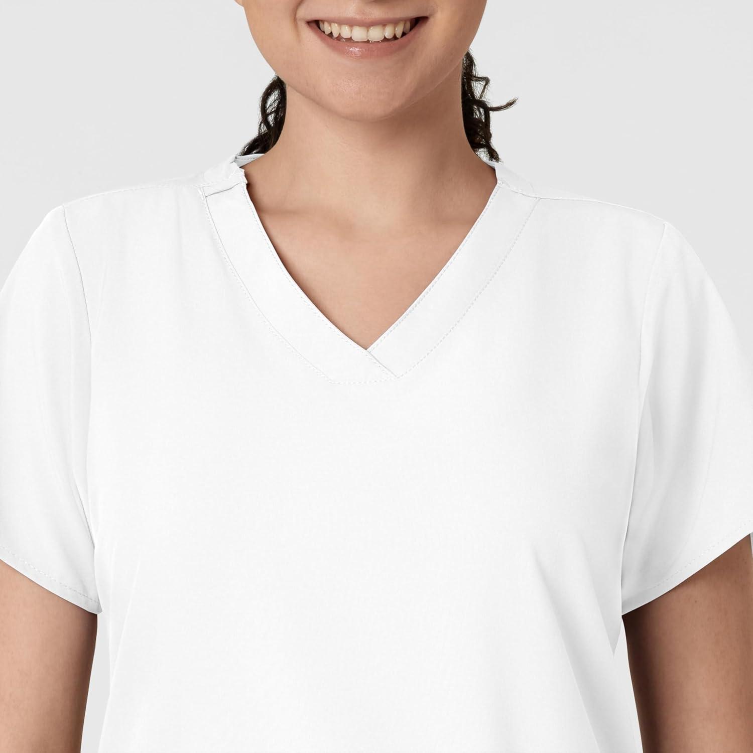 Wink Scrubs for Women, W123, Classic V-Neck Tops with 2 Pockets(White)