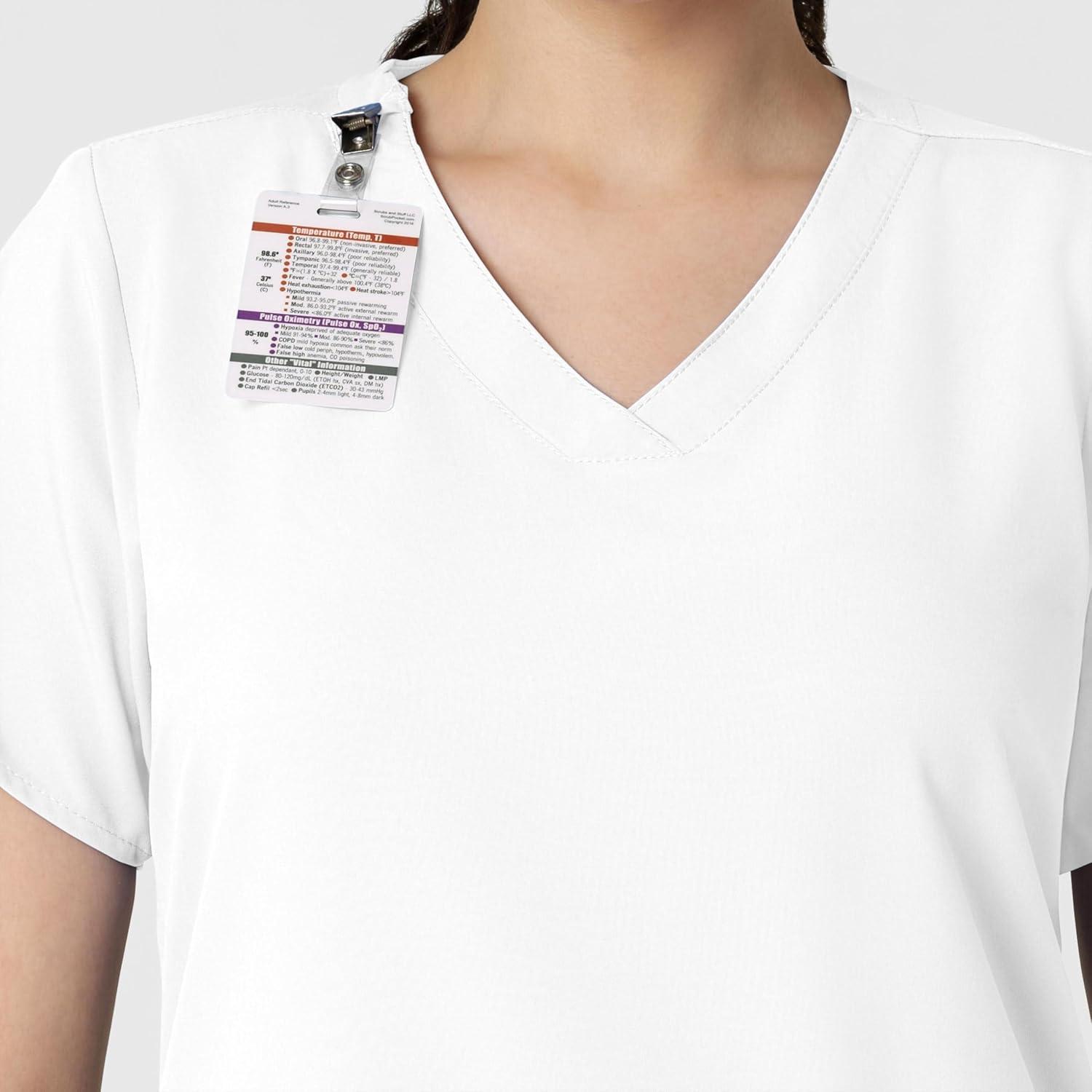 Wink Scrubs for Women, W123, Classic V-Neck Tops with 2 Pockets(White)