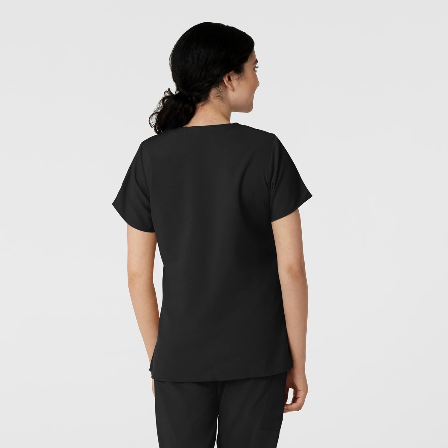 WINK W123 Women’s Basic V-Neck Scrub Top(Black)