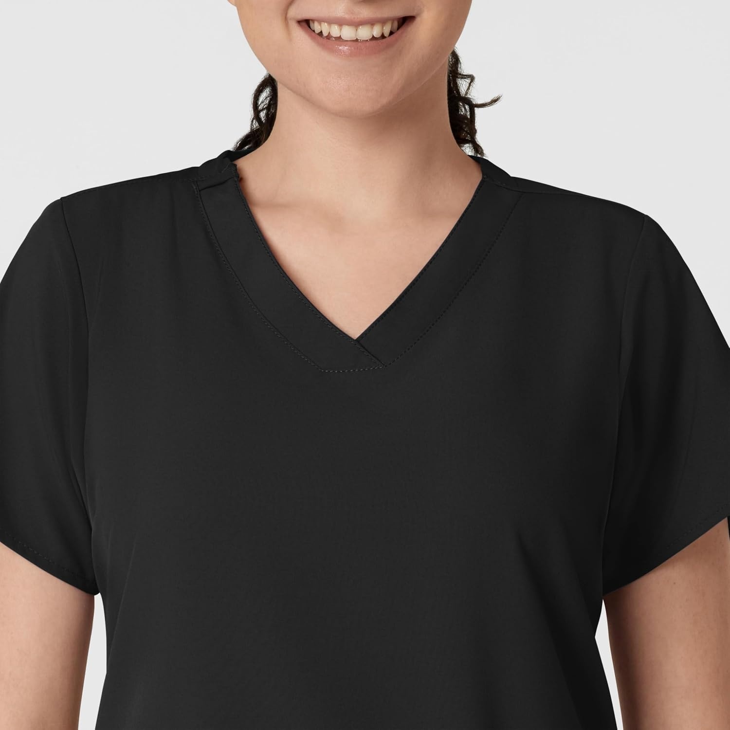 WINK W123 Women’s Basic V-Neck Scrub Top(Black)