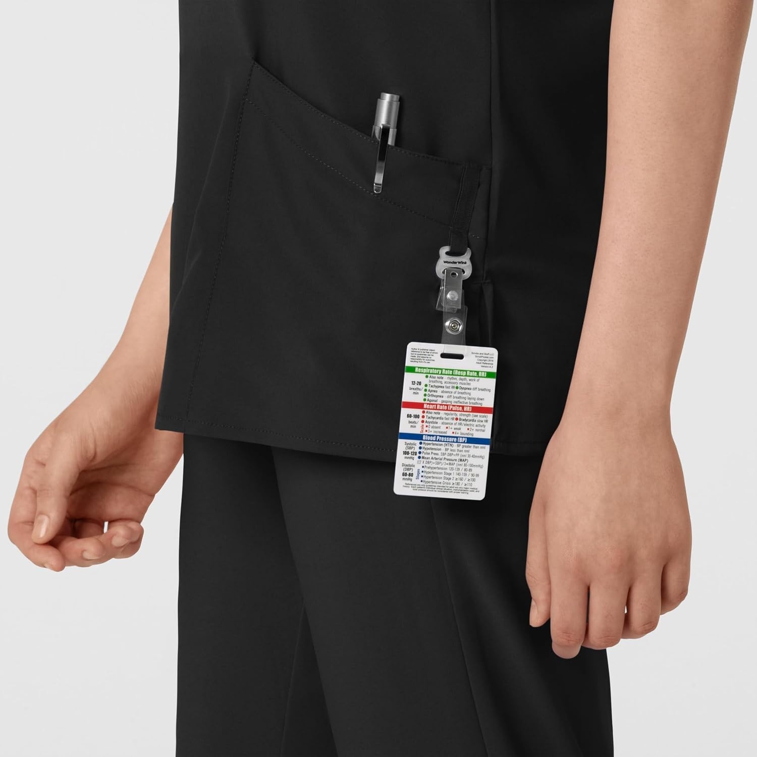 WINK W123 Women’s Basic V-Neck Scrub Top(Black)