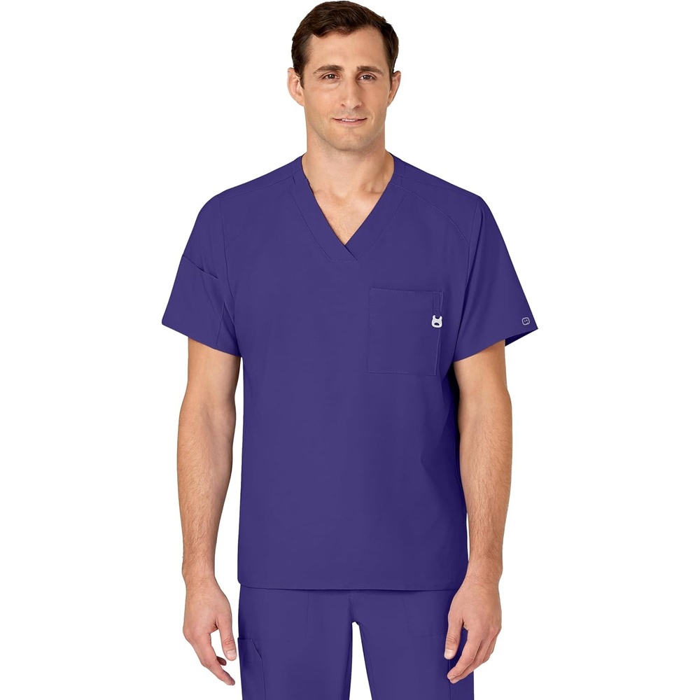 WINK W123 Men’s V-Neck Scrub Top(Grape)