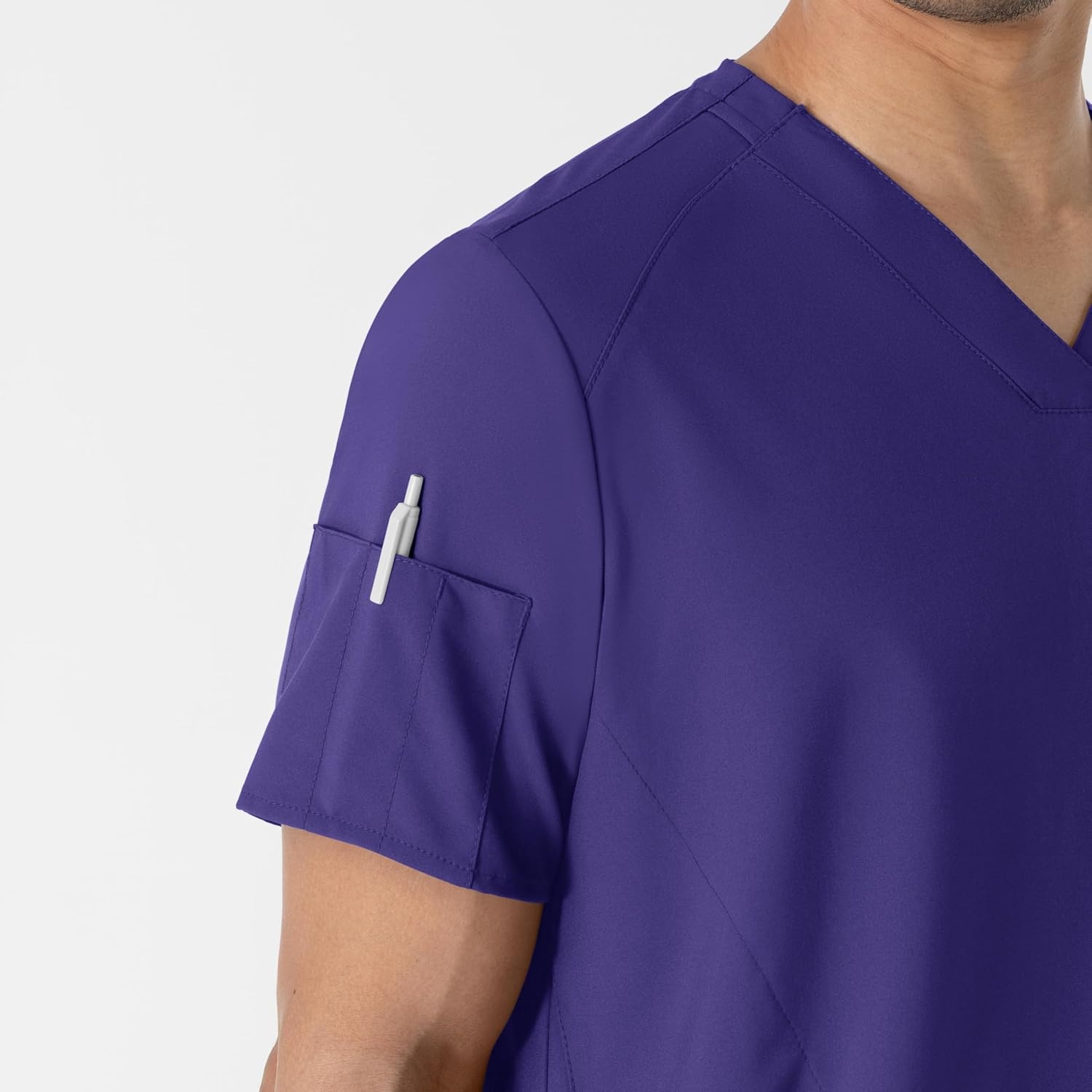WINK W123 Men’s V-Neck Scrub Top(Grape)