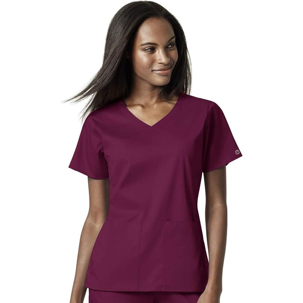 WonderWink Womens Women’s 4 Pocket Wrap Scrub Top(Teal Blue)
