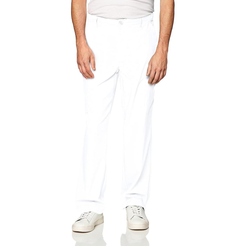 WonderWink Mens Men’s Flat Front Cargo Pant(White)