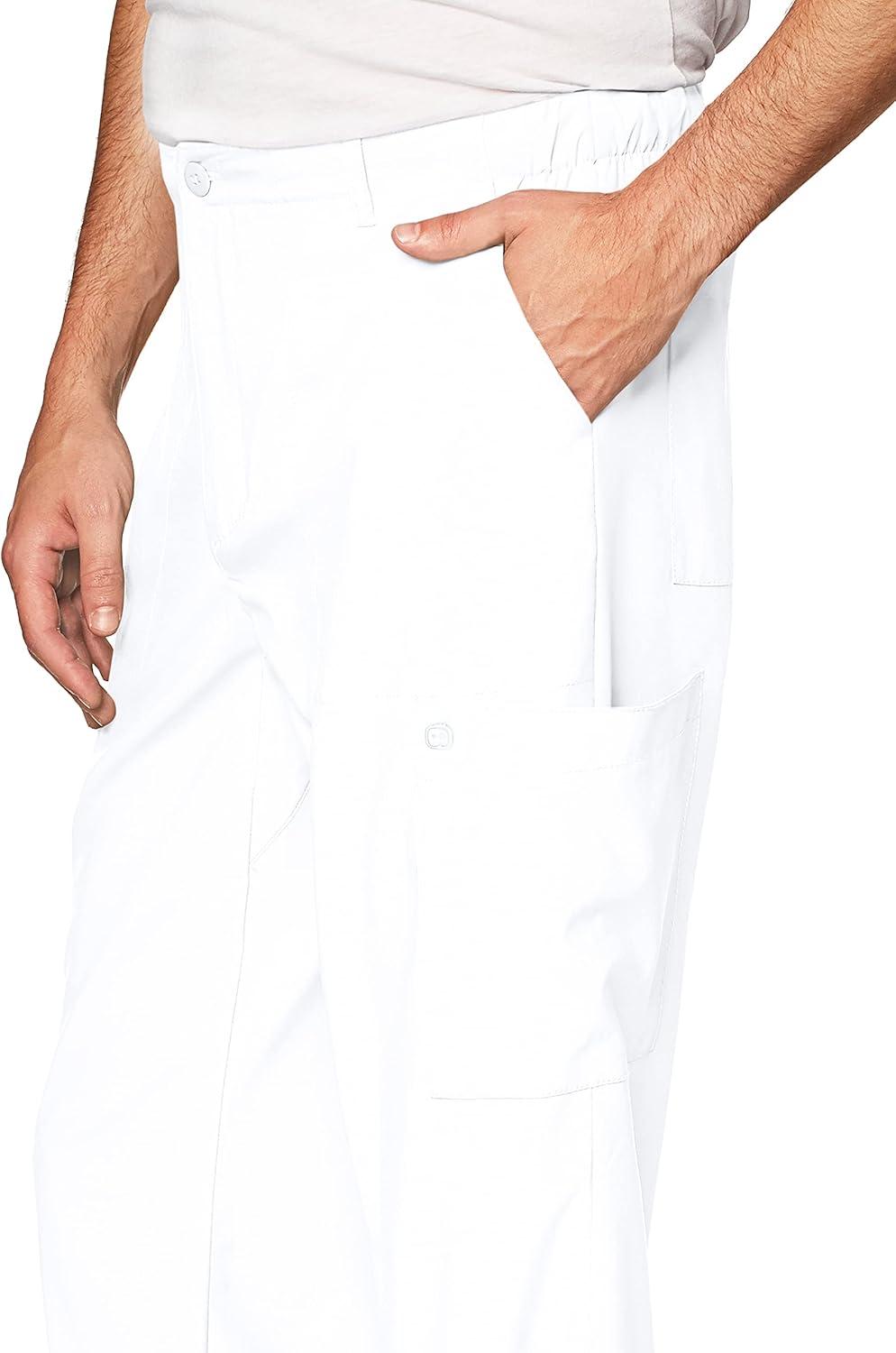 WonderWink Mens Men’s Flat Front Cargo Pant(White)
