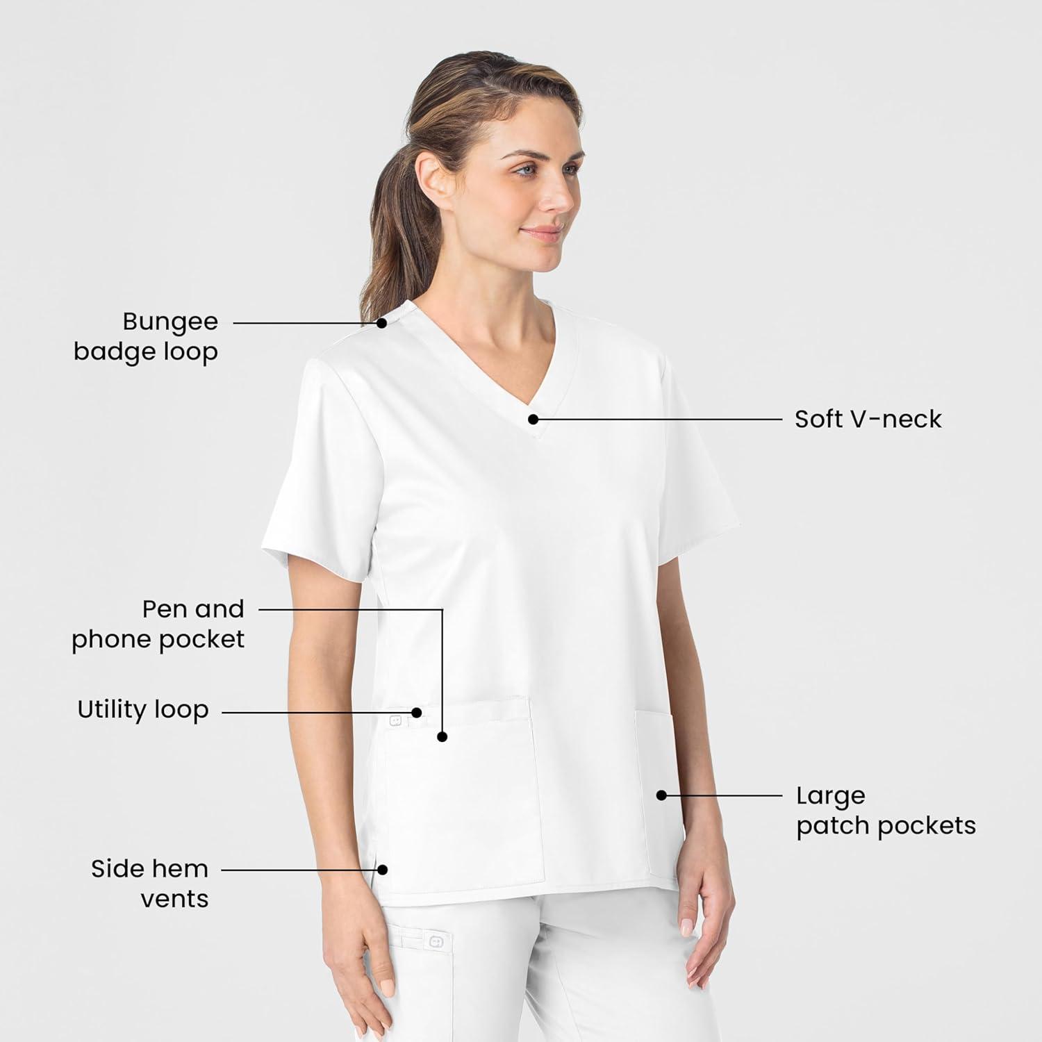 WonderWink Unisex-Adult Unisex V-Neck Top(White)