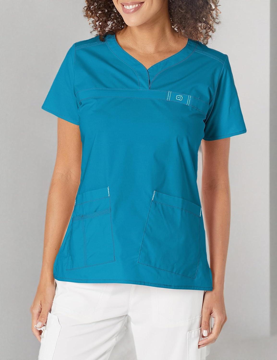 WonderWink Womens Wonderflex Patience Women’s Scrub Top(Ocean)