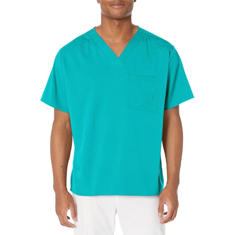 WonderWink Mens Men’s V-Neck Scrub Top(Teal Blue)