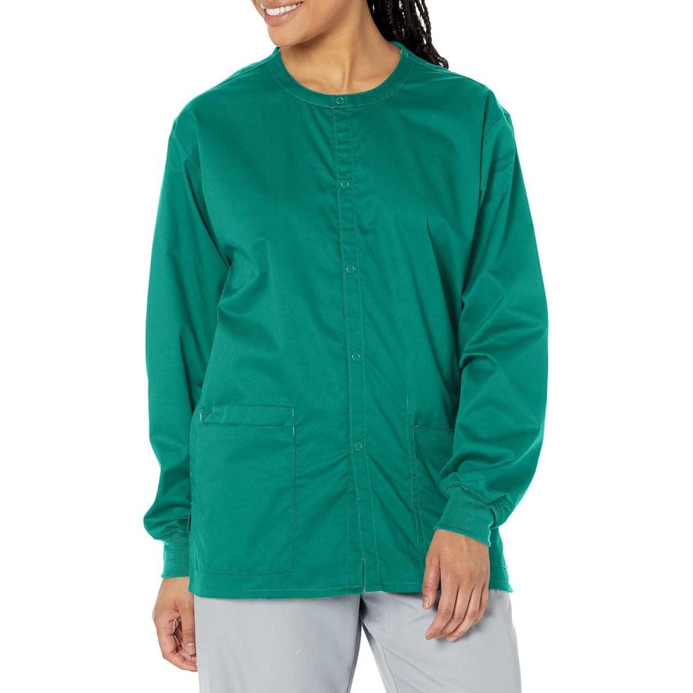 WonderWink womens Snap Front Jacket(Hunter Green)