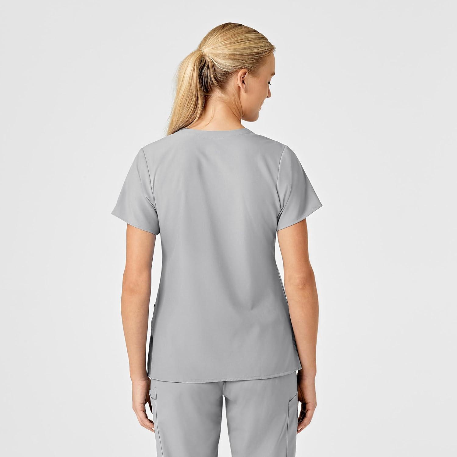 Wink Scrubs for Women, W123, Stylized V-Neck Tops with 5 Pockets(Grey)