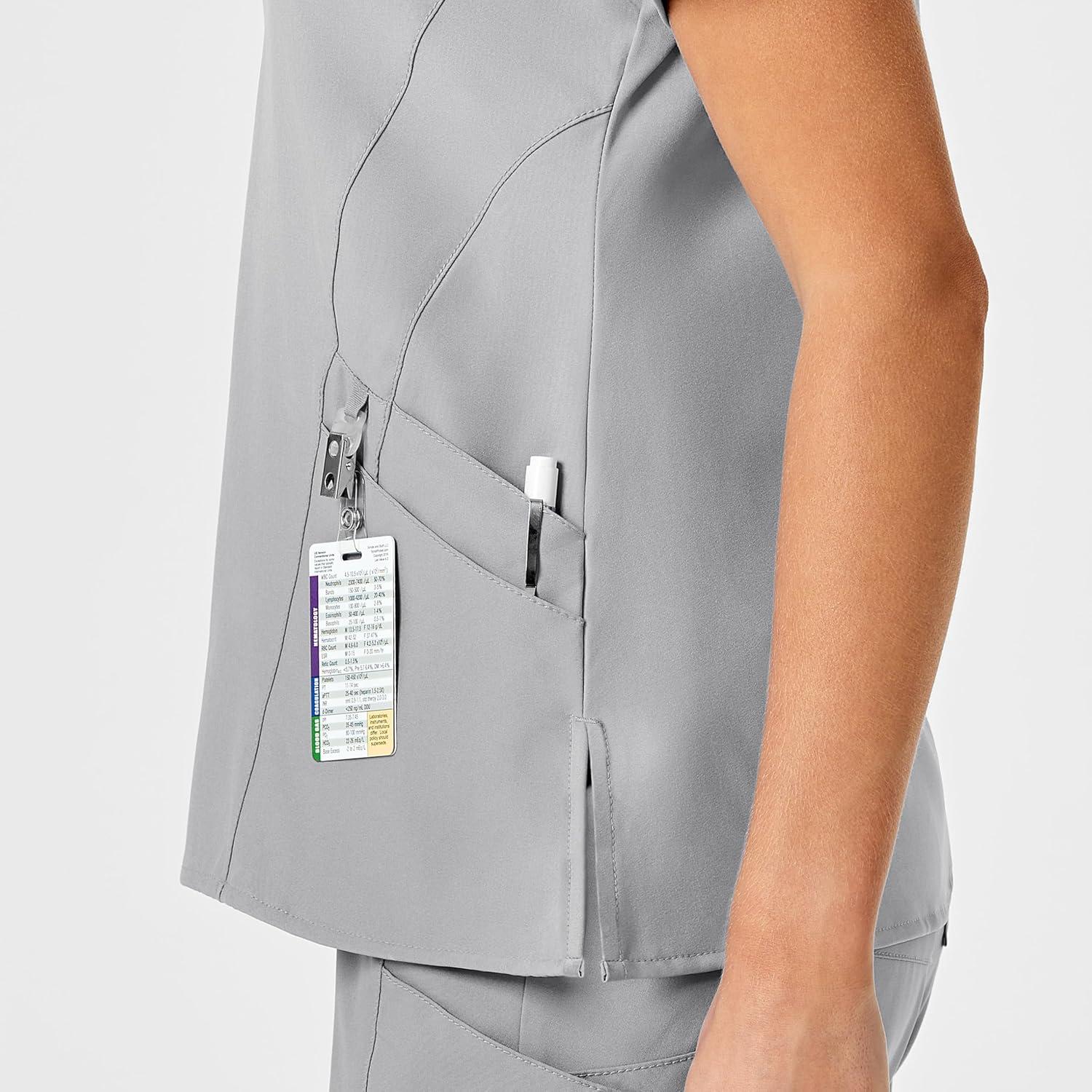 Wink Scrubs for Women, W123, Stylized V-Neck Tops with 5 Pockets(Grey)