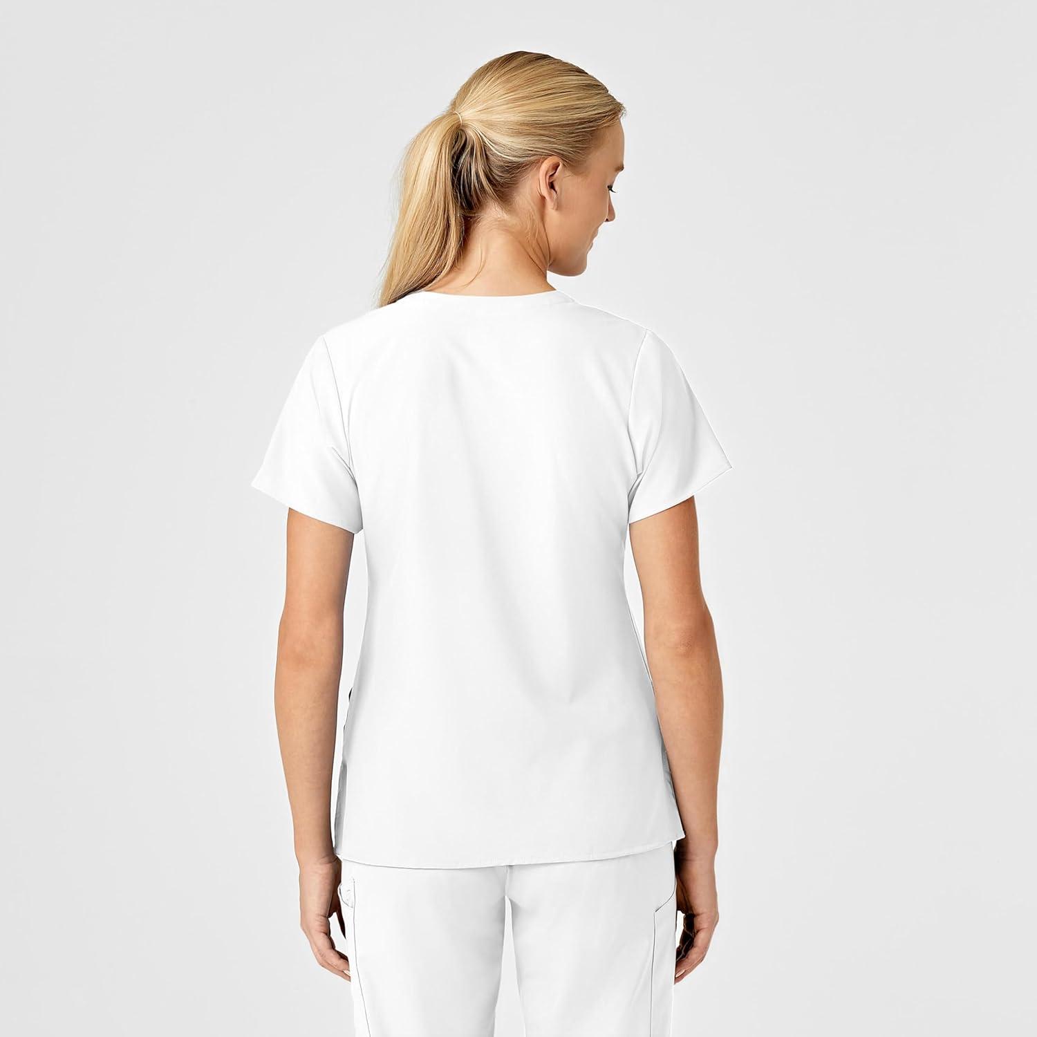 Wink Scrubs for Women, W123, Stylized V-Neck Tops with 5 Pockets(White)