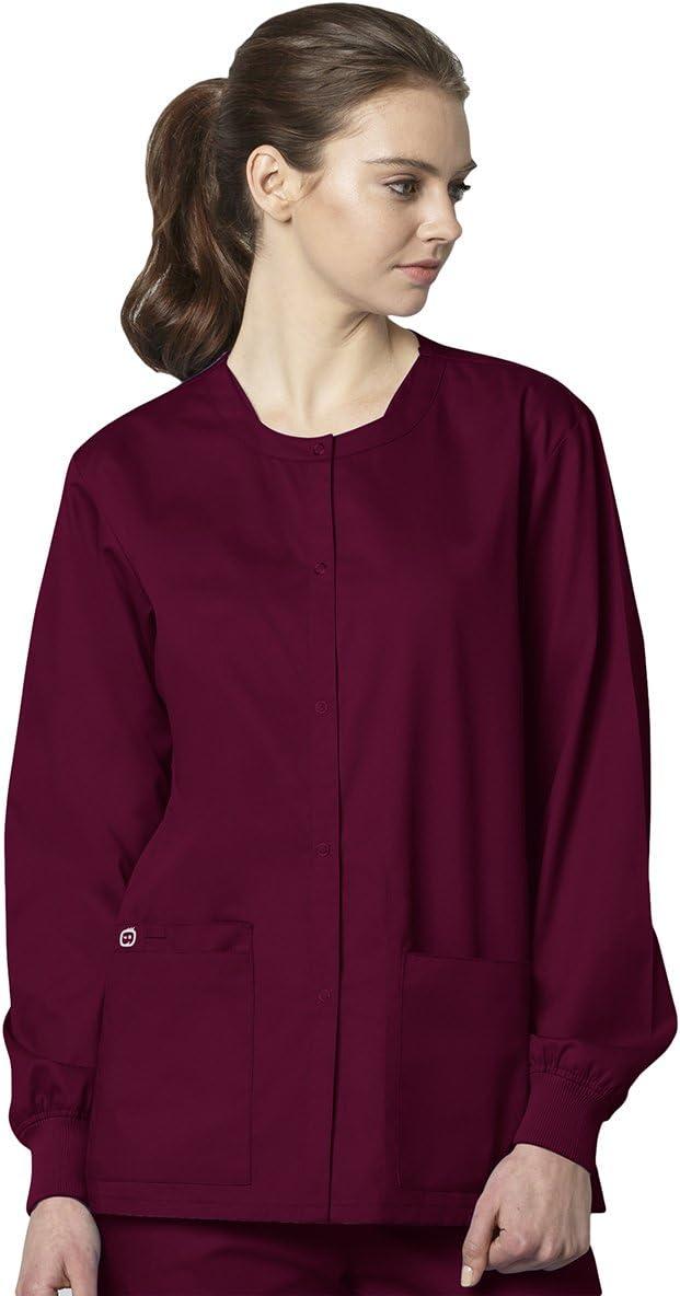 WonderWink womens Snap Front Jacket(Wine)