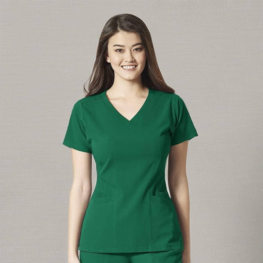 WonderWink Womens Flex Back V-Neck Top(Hunter)