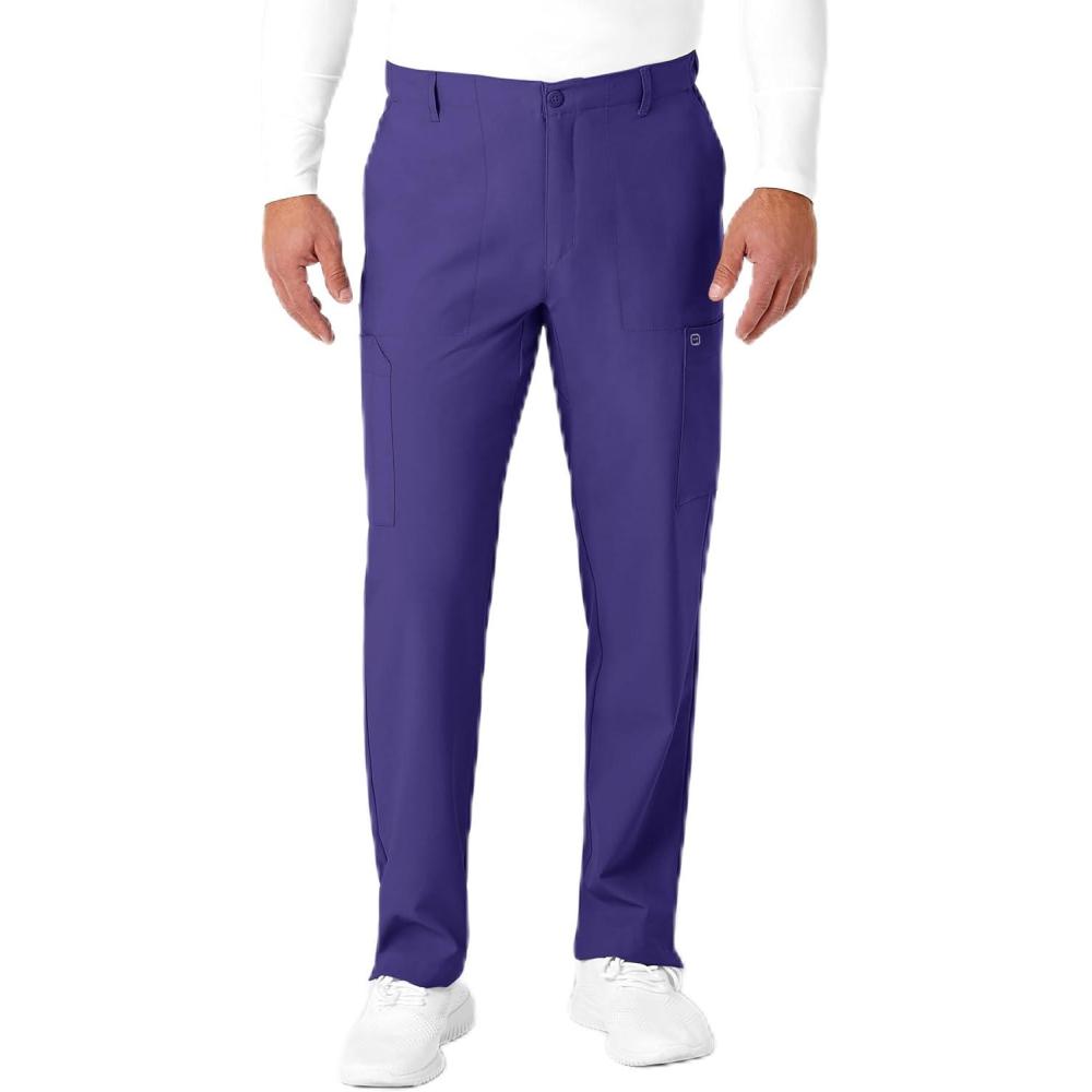 WonderWink Mens Men’s Flat Front Cargo Pant(Grape)
