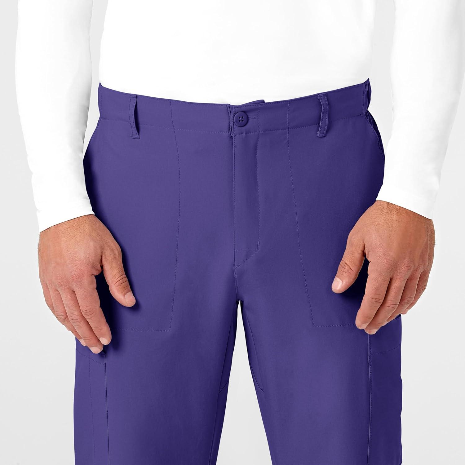 WonderWink Mens Men’s Flat Front Cargo Pant(Grape)
