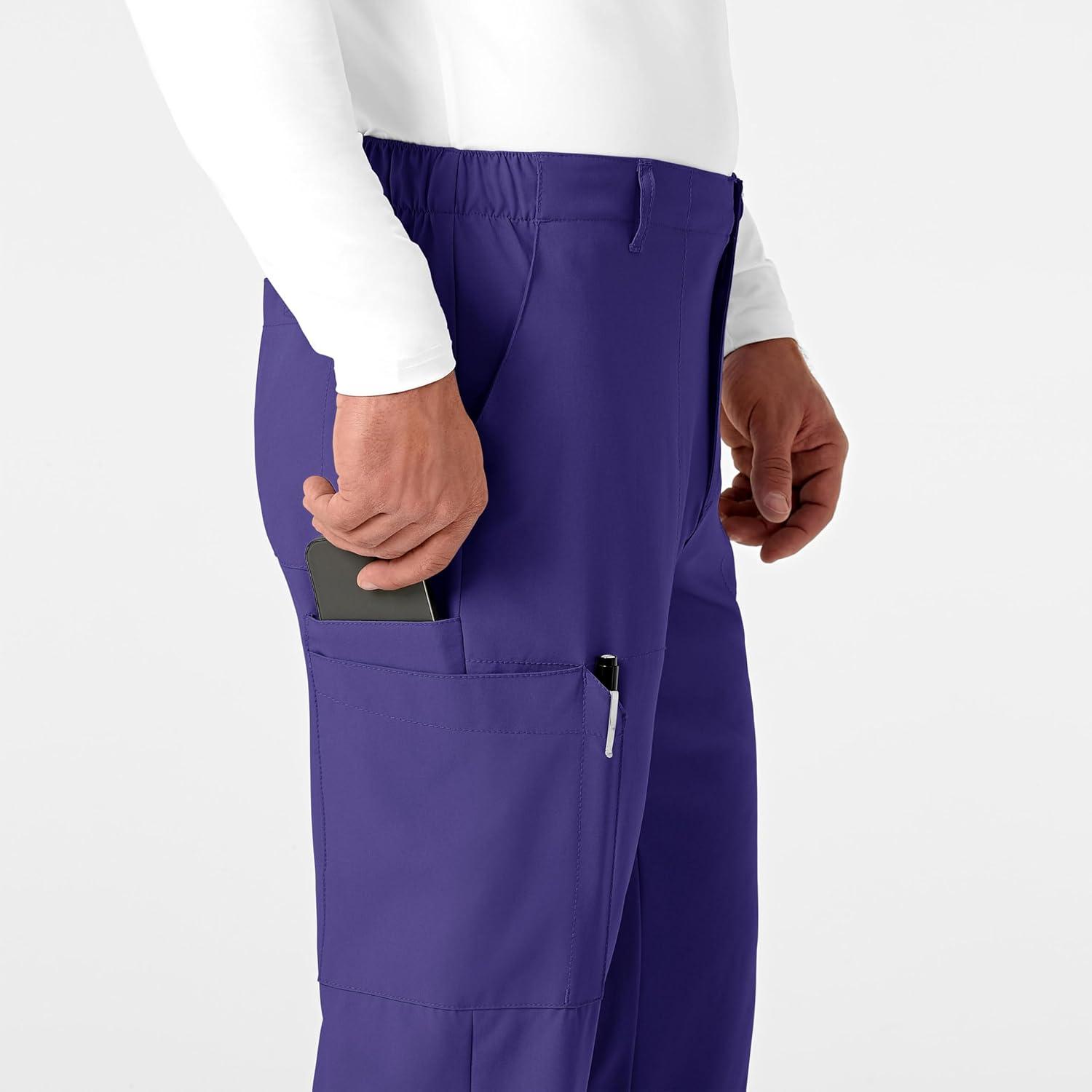 WonderWink Mens Men’s Flat Front Cargo Pant(Grape)