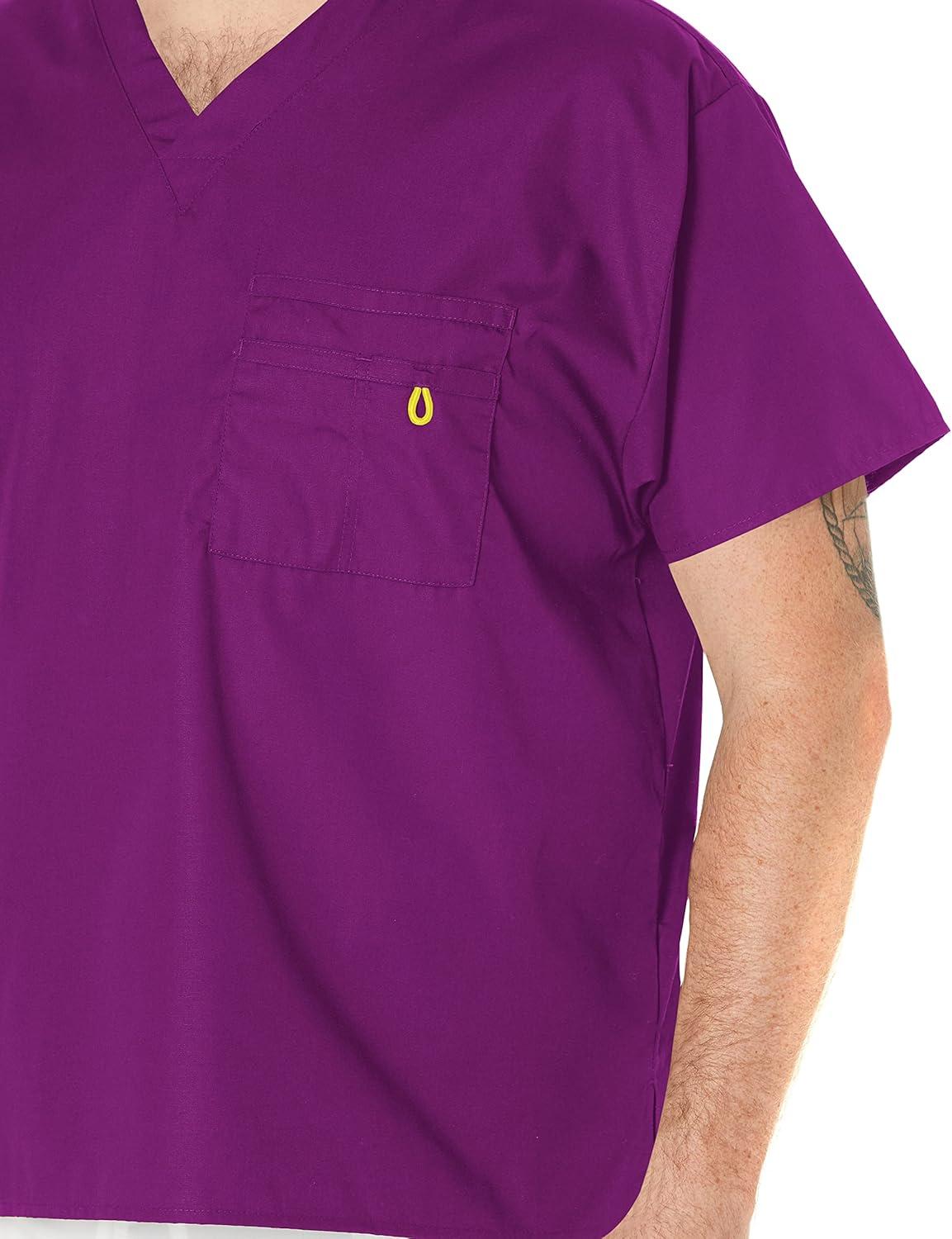 WonderWink Men’s Big The Alpha Unisex V-Neck Scrub Top(Eggplant)