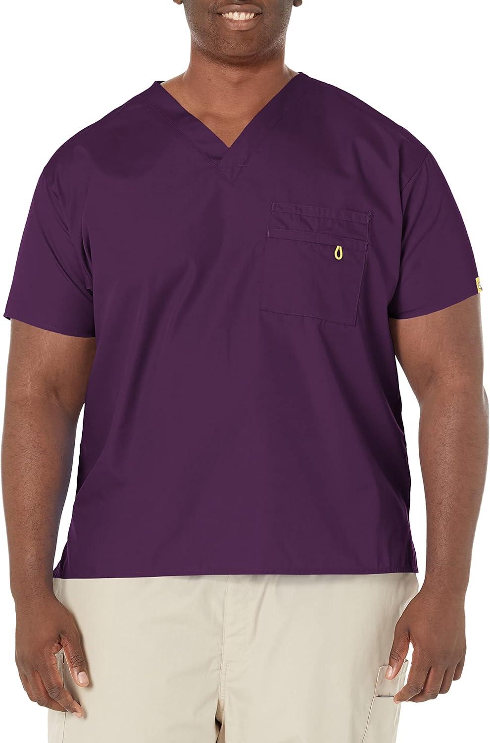 WonderWink Men’s Big The Alpha Unisex V-Neck Scrub Top(Eggplant)