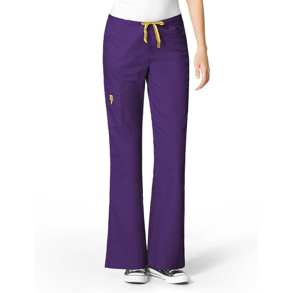 WonderWink Women’s Moderate Flare Leg Cargo Pant(Eggplant)