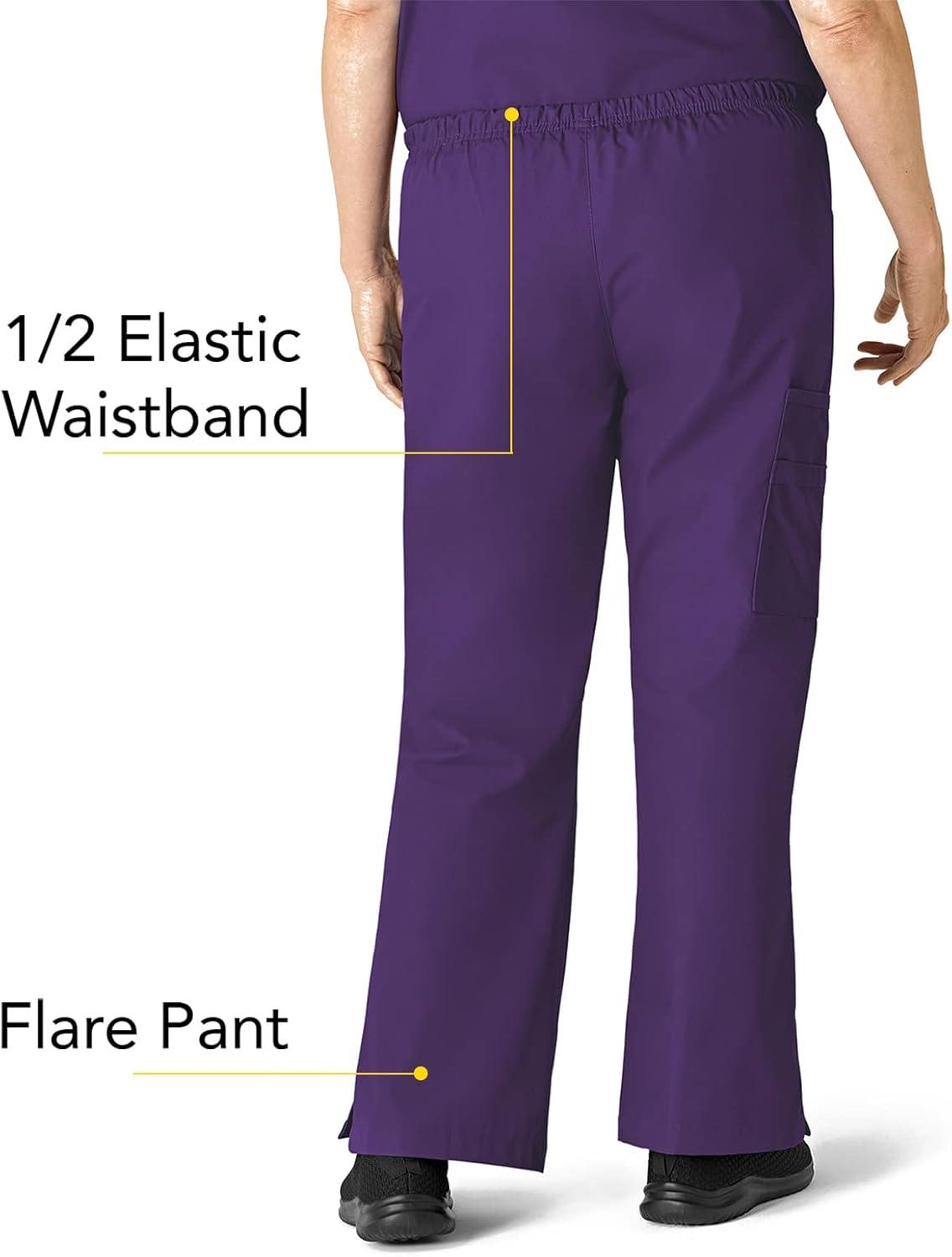 WonderWink Women’s Moderate Flare Leg Cargo Pant(Eggplant)