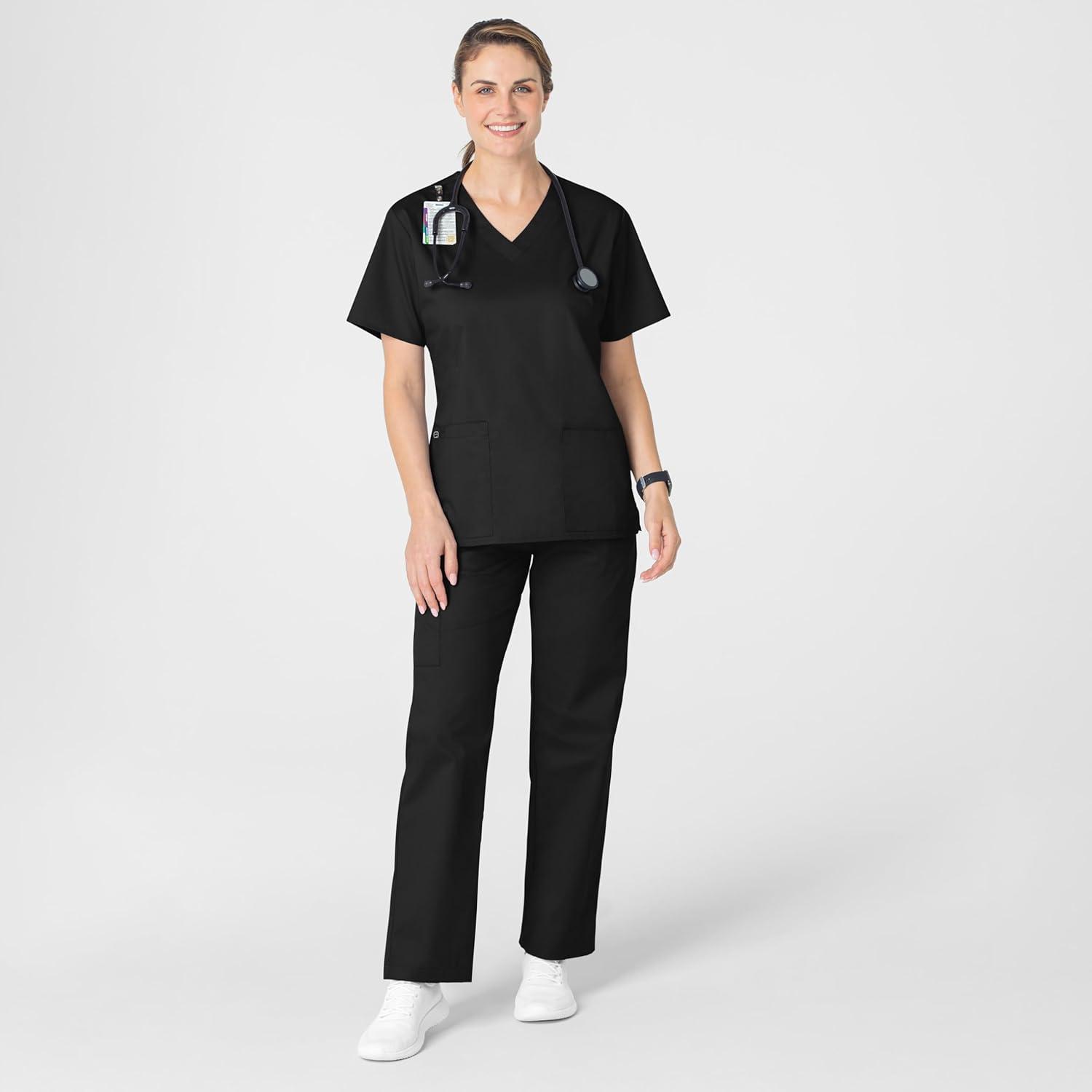 WonderWink Unisex-Adult Unisex V-Neck Top(Black)