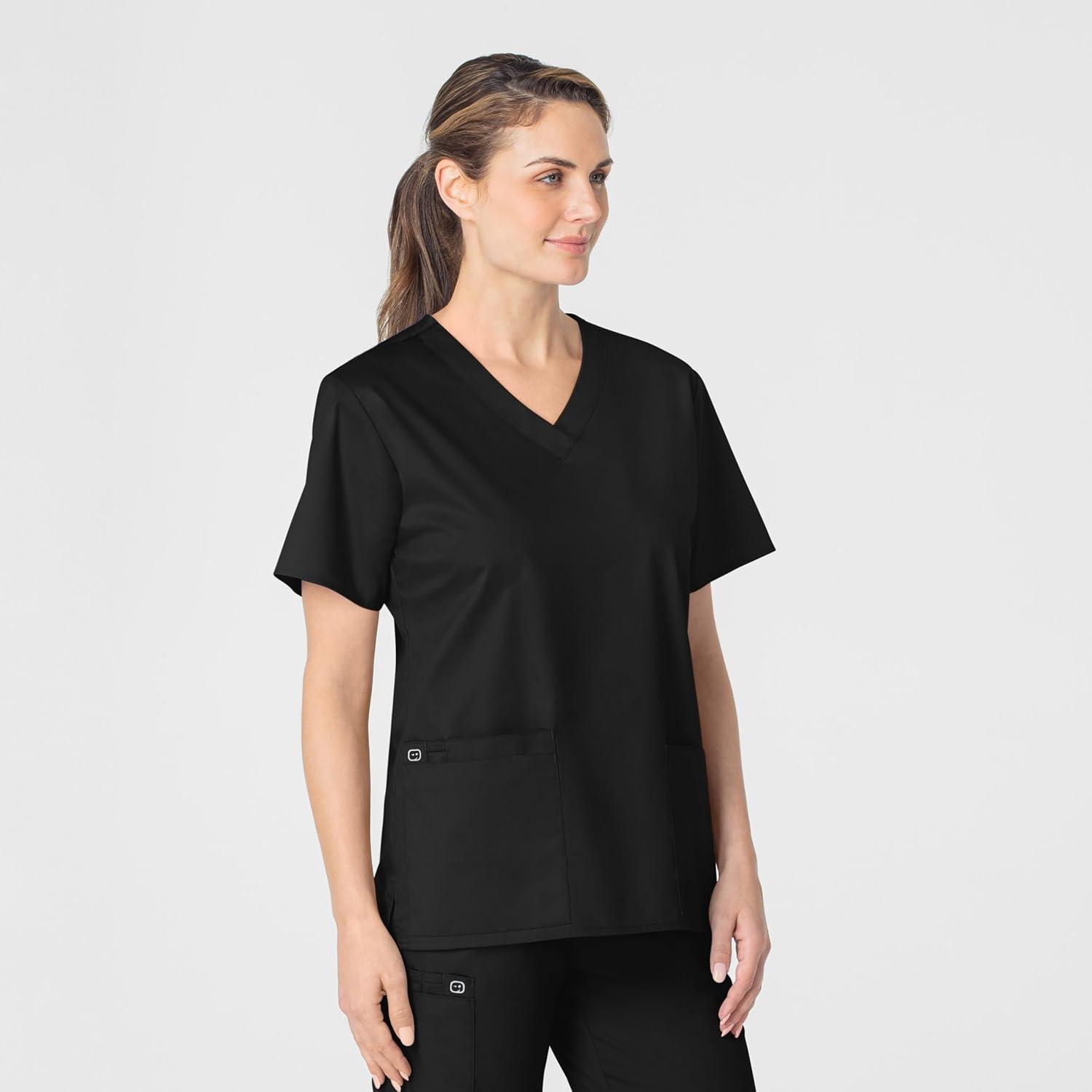 WonderWink Unisex-Adult Unisex V-Neck Top(Black)