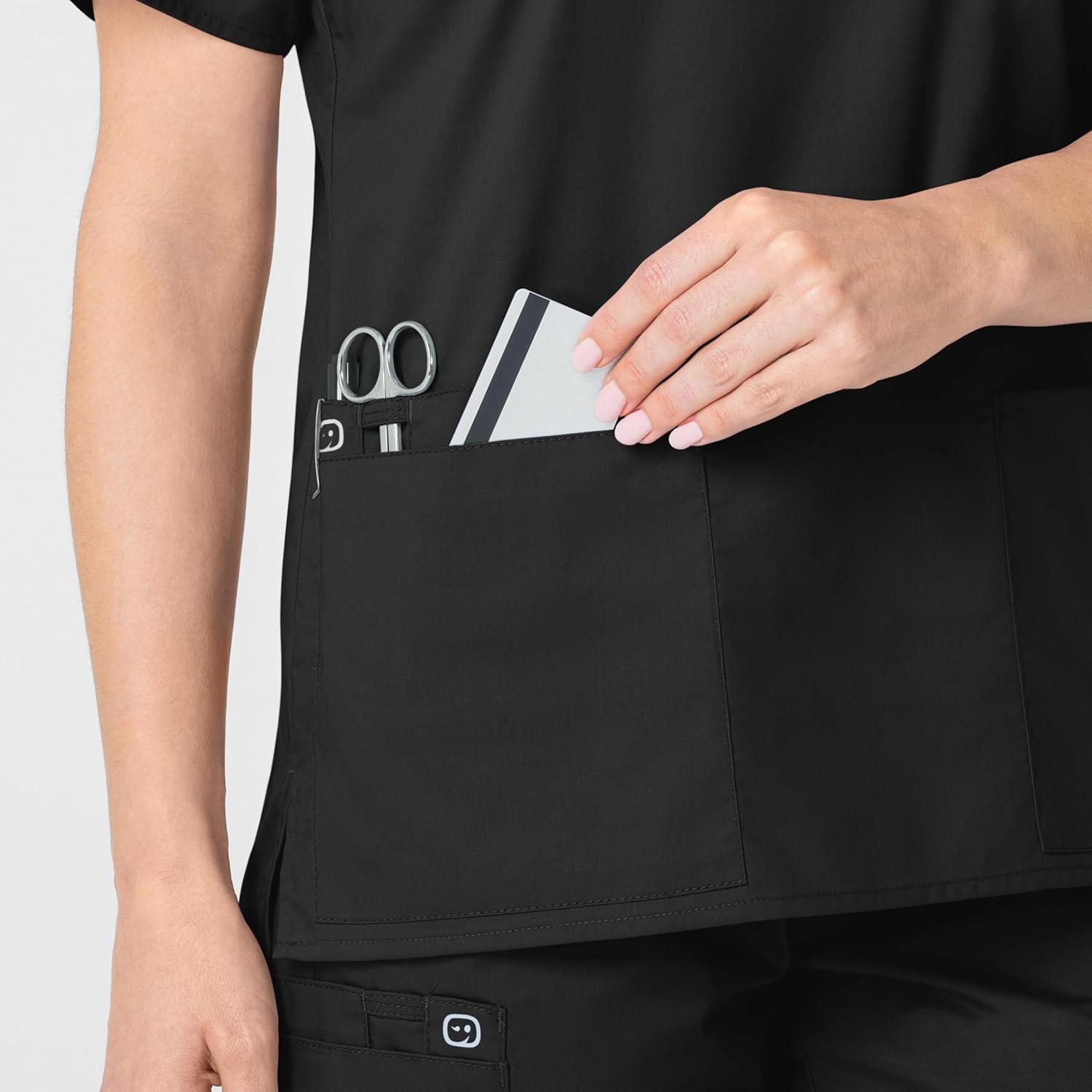 WonderWink Unisex-Adult Unisex V-Neck Top(Black)
