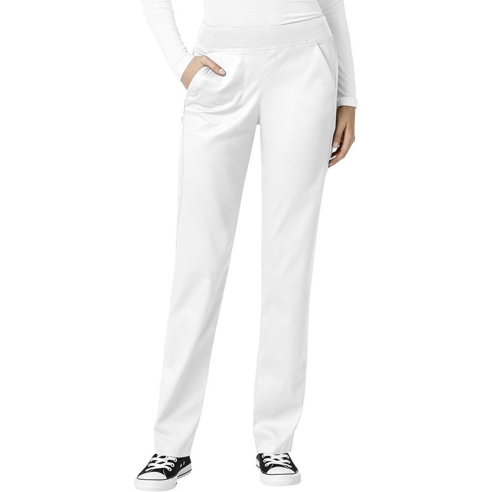 WonderWink Women’s Knit Waist Cargo Scrub Pant(White)