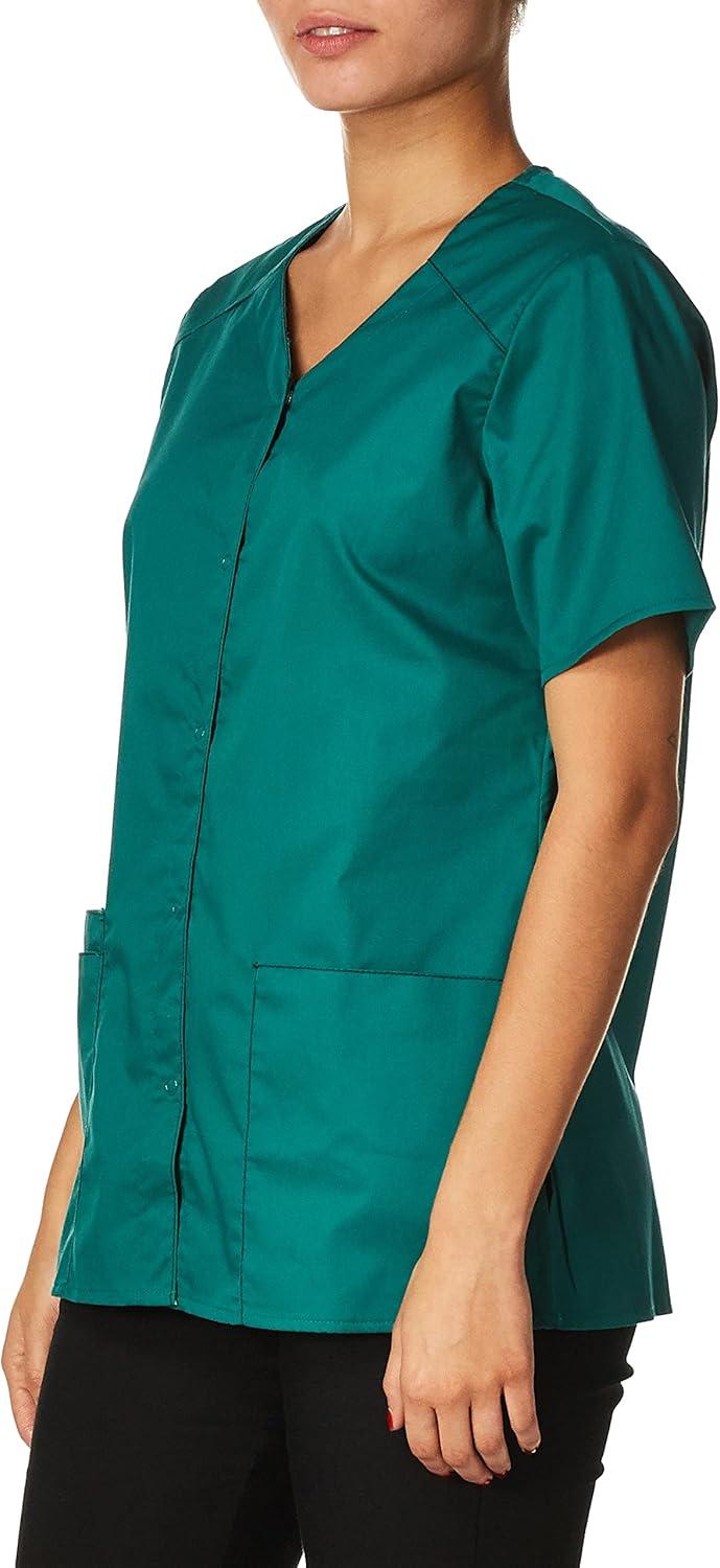 WonderWink Women’s Wonderwork Short Sleeve Snap Jacket(Hunter)