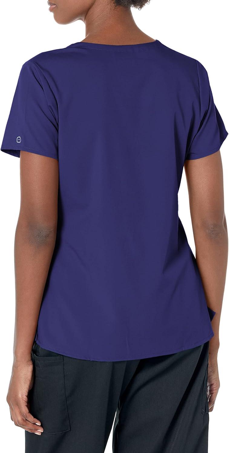 WonderWink Womens Women’s 4 Pocket Notch Neck Scrub Top(Grape)