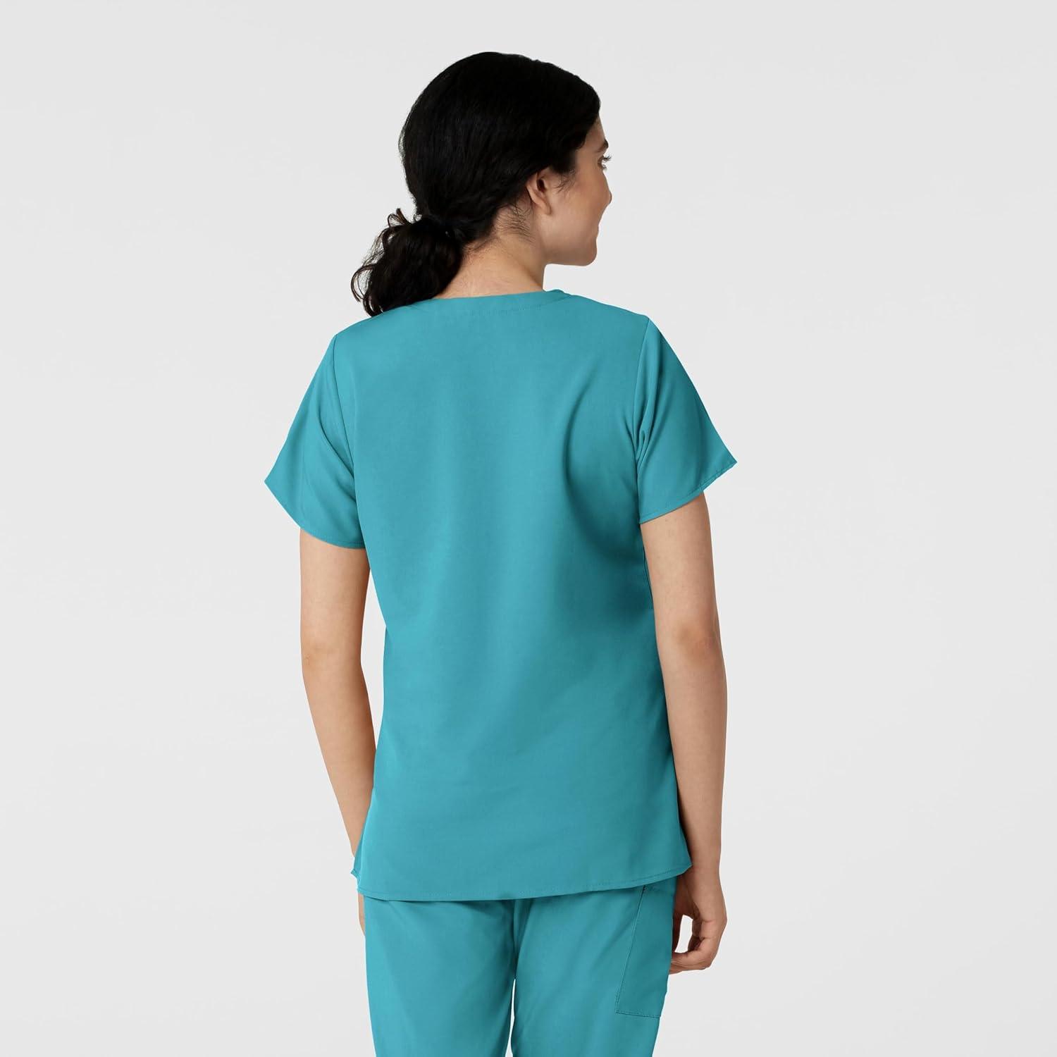 Wink Scrubs for Women, W123, Classic V-Neck Tops with 2 Pockets(Teal Blue)