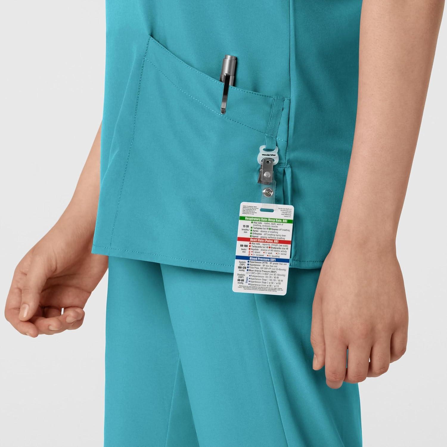 Wink Scrubs for Women, W123, Classic V-Neck Tops with 2 Pockets(Teal Blue)