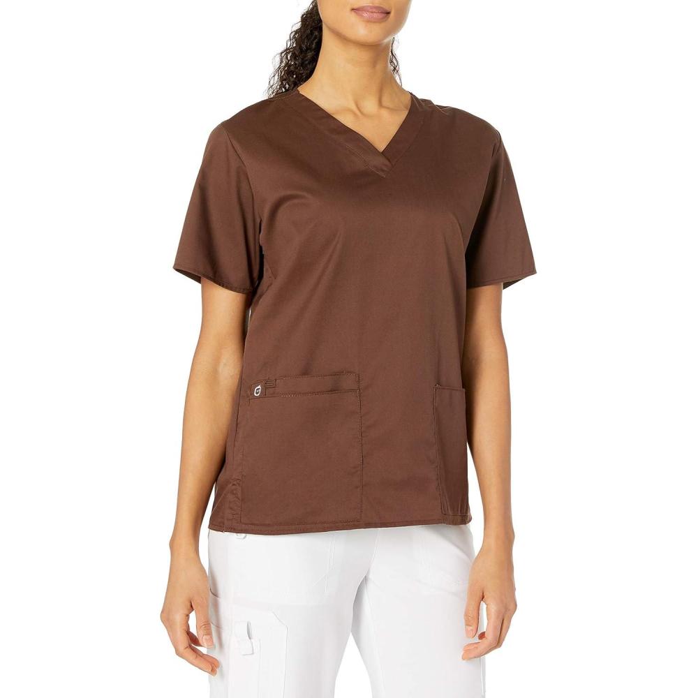 WonderWink Unisex-Adult Unisex V-Neck Top(Chocolate)