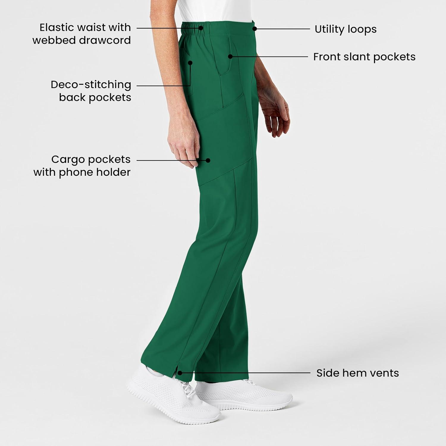 WonderWink womens Women’s Flat Front Cargo Scrub Pant(Hunter)